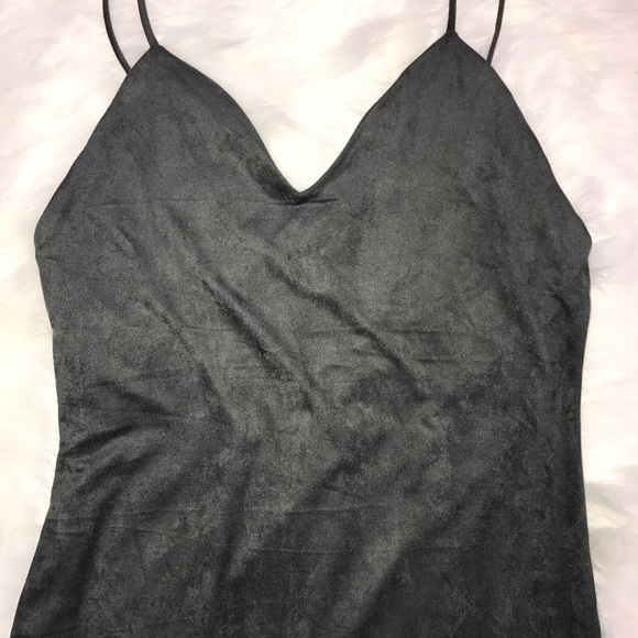 Suede bodycon spaghetti strap dress. - Picture 5 of 7